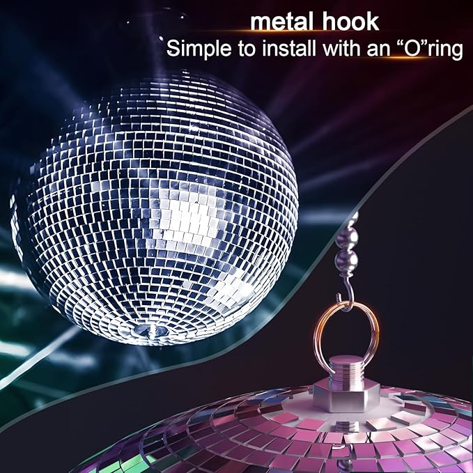 12/16/20 Inch Large Mirror Disco Ball - Hanging Big Cool and Fun Silver Hanging Party Disco Ball for Party Decorations, Clubs, Weddings, Bars, Holiday Events, and Stage Decor 20Inch