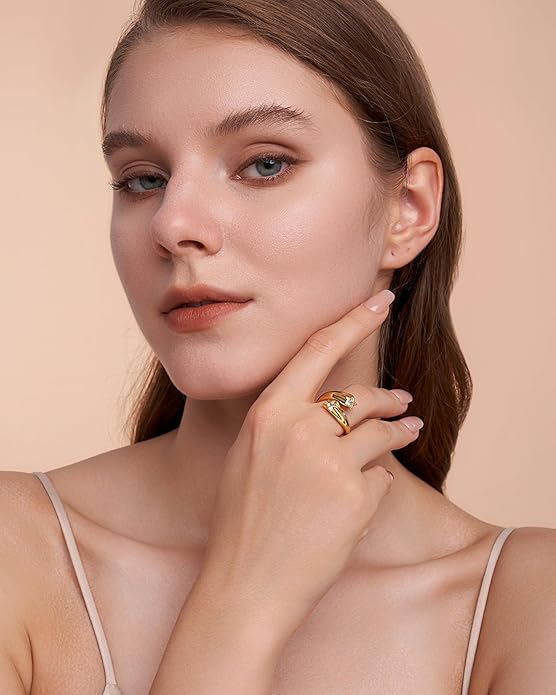 Gold Large Chunky Dainty Shell FULLY ADJUSTABLE Open Ring for Women by SNGIA, Summer Beach Handmade Adjustable Seashell Ring, Minimalist Stackable Ocean Themed Wedding Date Birthday Gift, Bold Exaggerated Irregular Wavy Trendy Ribbed Jewelry, Textured ...