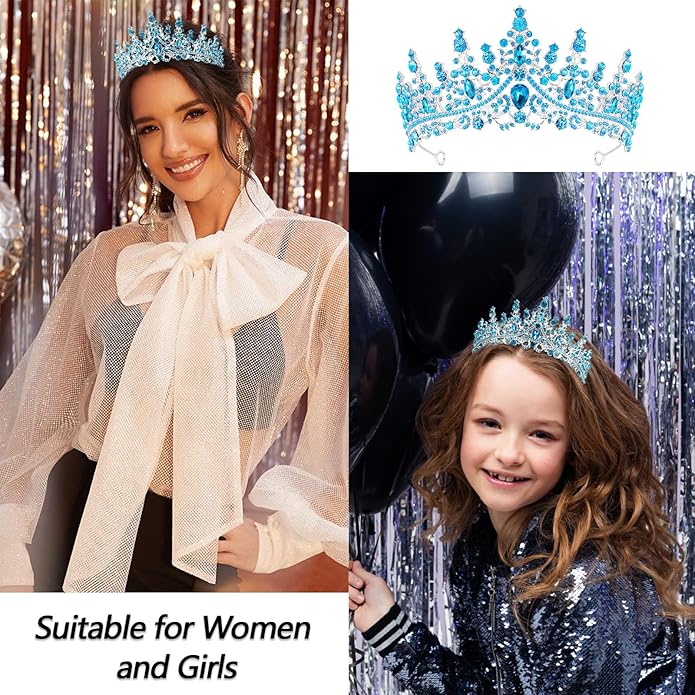 VELSCRUN Birthday Tiara Crowns for Women Girls Crystal Birthday Girl Headband Sash Elegant Princess Crown Happy Birth Party Decorations Women Sisters Birth Gift Hair Accessories