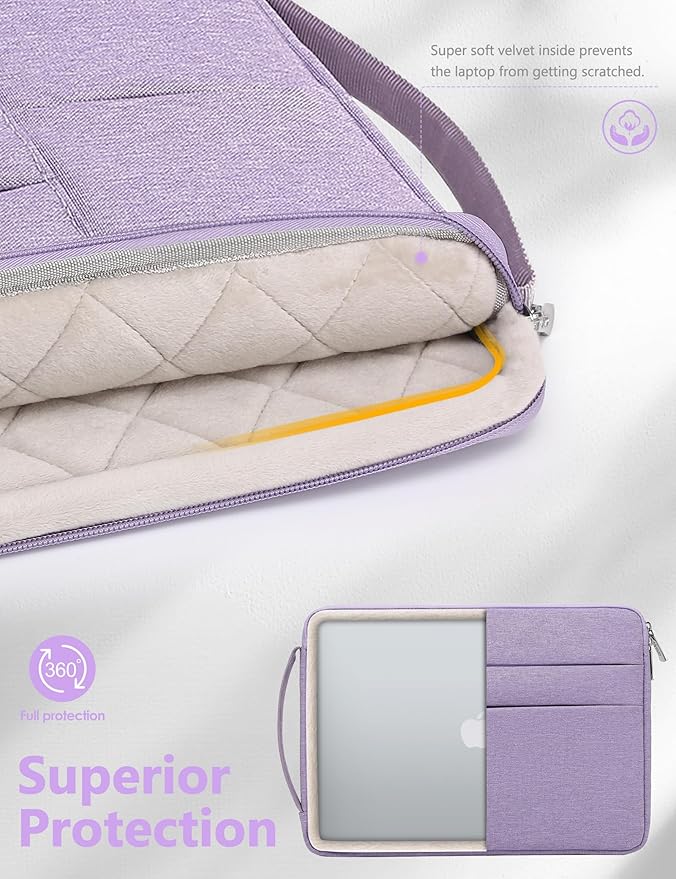 HYZUO 14-15 Inch Laptop Sleeve Bag for MacBook Air 15 M4 M3 M2, MacBook Pro 15, 15" Surface Laptop, XPS 14/15 Plus, Portable NoteBook Case for 14" HP Dell Lenovo ThinkPad Asus, Lilac Purple