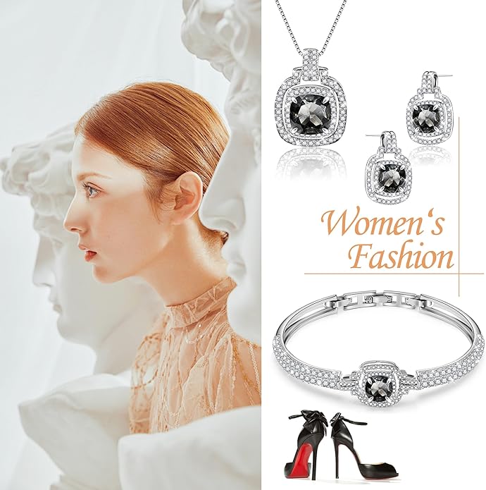 Celestial Whispers Crystal Jewelry Sets For Women Bracelet Necklace and Earrings Sets Idea Gift for Wife Girlfriend or Mothers