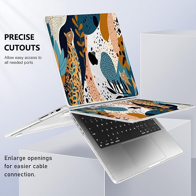 for MacBook Pro 16 inch Case 2021 2022 2023 2024 Release A3186 A3403 M4 A2991 M3 A2780 M2 A2485 M1 Pro/Max, Hard Shell Case with Screen Protector & Keyboard Cover, Leopards