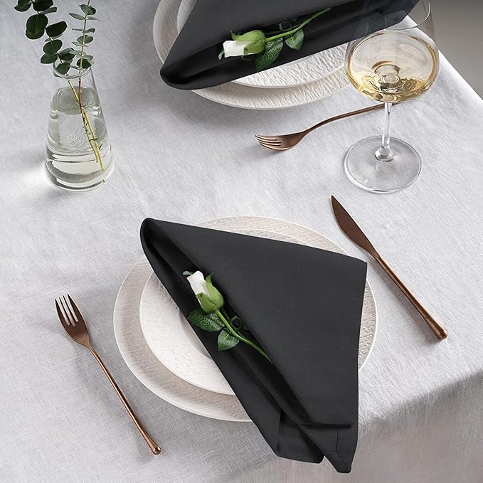 Homidate Cotton Dinner Cloth Napkins Set of 12 – 18x18 Dark Grey Fabric – Reusable & Machine Washable Dinner Napkins for Weddings, Restaurants & Everyday Use