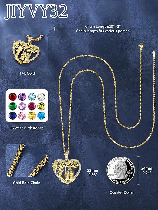 14K Gold Tree of Life Necklace for Sister Christmas Gifts from Sister,Heart Jewelry with Birthstone Pendant for Women Female Friendship Forever My Friend