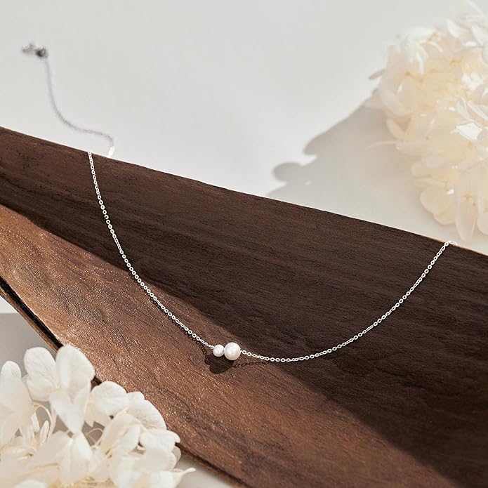 Pearl Necklaces for Women Trendy, 14k Gold Plated Dainty Necklace Simple Pearl Drop Single Charm Pendant Necklace Birthday Wedding Gifts Gold Jewelry for Women