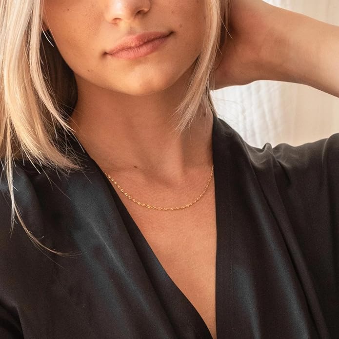 Gold Layered Necklaces for Women, 14K Gold Plated Dainty Gold Chain Choker Necklace Stack, Herringbone Gold Necklaces Set