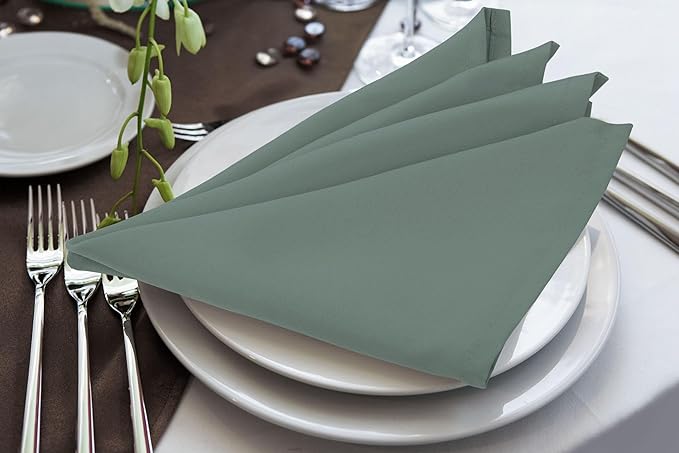 Utopia Home [24 Pack, Light Grey] Cloth Napkins 20x20 Inches, 100% Polyester Hemmed Edges, Washable and Reusable Ideal for Parties, Weddings and Dinners