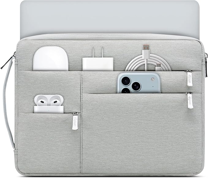 HYZUO 13.3-14 Inch Laptop Sleeve Bag for MacBook Pro 14 M5-M1, MacBook Air/Pro 13, 13.8-13 Surface Laptop/Book, Portable Notebook Case for 13" HP Dell Lenovo ThinkPad Asus Acer Samsung, Light Gray