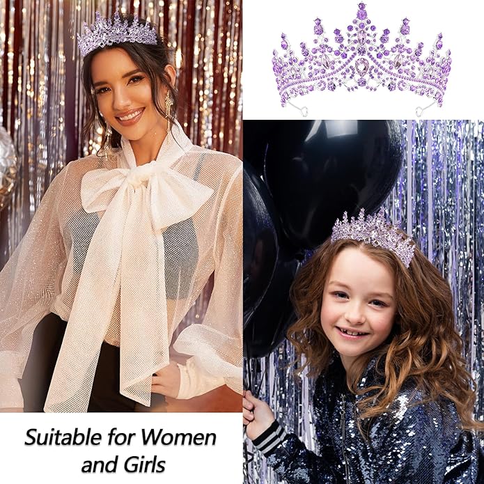 VELSCRUN Birthday Tiara Crowns for Women Girls Crystal Birthday Girl Headband Sash Elegant Princess Crown Happy Birth Party Decorations Women Sisters Birth Gift Hair Accessories