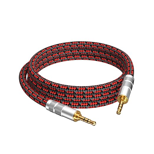 Audiophile High Purity Copper Aux Audio Cable 3.5mm Male to 3.5mm Male Audio Auxiliary Cord Gold-Plated Stereo HiFi Adapter Cable (Straight to Straight, 6.5ft/2m)