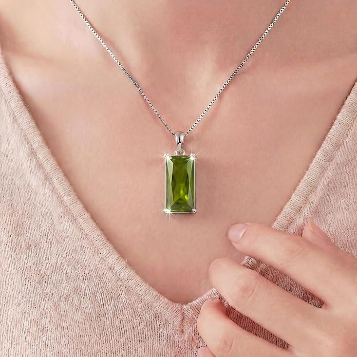 Minimalist Square 8mm×16mm Birthstone Sterling Silver Necklace - Hypoallergenic, Lightweight, Gift for Her