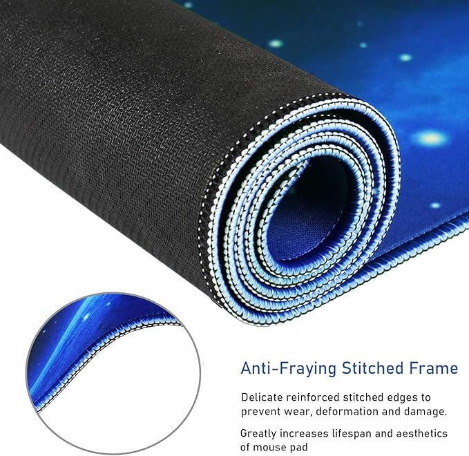 Extended Large Mouse Pad, Gaming Mouse Pad with Nonslip Base (31.5X15.7In) Heavy/Thick, Comfy, Waterproof Computer Keyboard Pad Mat for Esports Pros/Gamer/Desktop/Office/Home-Blue