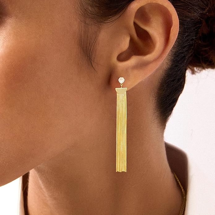 Gold Earrings for Women Trendy, Simple Dainty 14K Gold Plated Paperclip Square Chain Link Dangle Hoops Earrings Pin Stud Huggie Earrings Lightweight Hypoallergenic Minimalist Aesthetic Gold Jewelry for Christmas Gifts