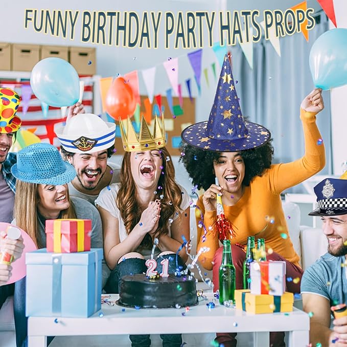 10 Assorted Funny Costume Hats, Crazy Party Hats, Silly Hats For Adults Teens, Novelty Cosplay Hat, Photo Booth Props Hat Dress Up Costume Accessories