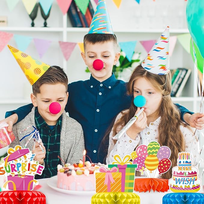 12 Pcs Birthday Table Decorations Colorful Birthday Centerpieces for Tables Happy Birthday Decorations Honeycomb Centerpieces Decor for Kids Happy Birthday Party Supplies