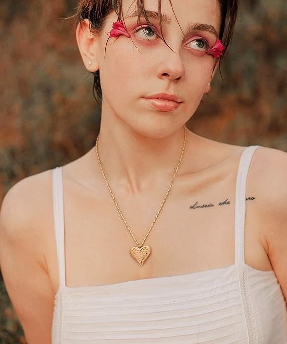 Aobei Pearl 18K Gold Plated Moon Star Lion Evil Eye Love Heart Cross Pendant Necklace Medallion Paperclip Chian Choker Layering Jewery for Women