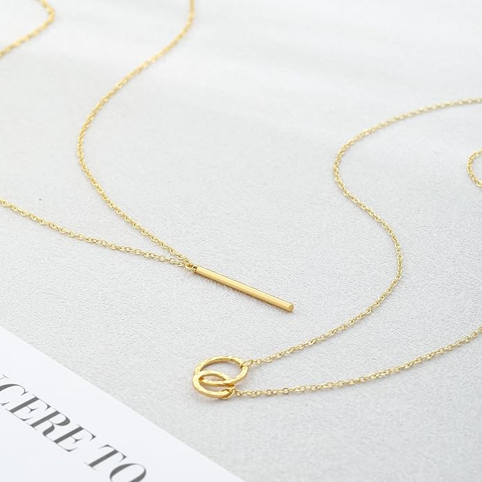 Layered Gold Silver Necklaces for Women, Stackable Stack 14K Real Gold Plated Silver Chain Necklace Diamond Circle CZ Layering Pendant Necklaces Trendy Gold Jewelry Set Gifts