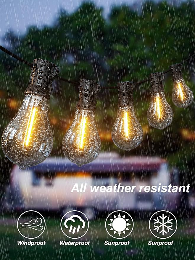 DAMAING Outdoor String Lights 400FT(4x100FT) Waterproof Patio Lights with 208 Shatterproof LED Edison Bulbs,Connectable Outdoor Light for Backyard Balcony Bistro Porch 2200K Black Cord