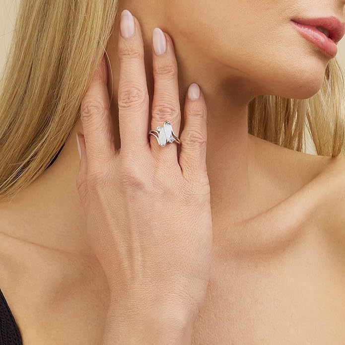 Barzel Rose Gold & White Gold Plated Created Ruby, White Fire Opal & Cubic Zirconia Accents Ring