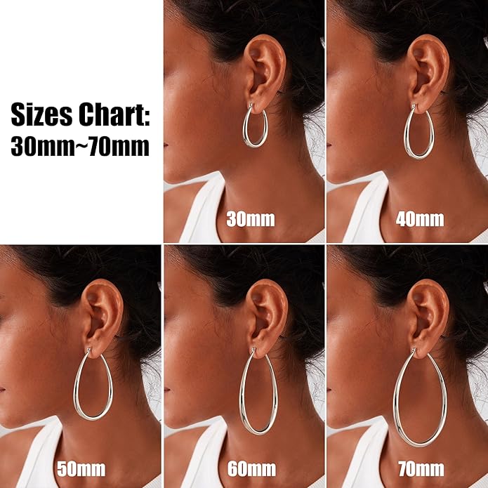 Gacimy Chunky Hoop Earrings for Women, 14K Gold Plated Oval Hoop Earrings with 925 Sterling Silver Post