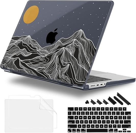 for MacBook Pro 16 inch Case 2021 2022 2023 2024 Release A3186 A3403 M4 A2991 M3 A2780 M2 A2485 M1 Pro/Max, Hard Shell Case with Screen Protector & Keyboard Cover, Mountain