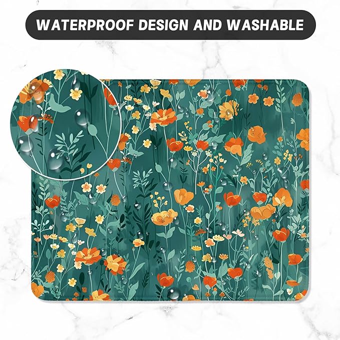 ITNRSIIET Mouse Pad with Stitched Edge Premium Textured Smooth Precise Operation Waterproof Washable Non-Slip Rubber Base Desktop Protection Mat, 10.2×8.3×0.12 inches, Beautiful Flowers