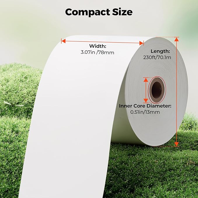 MUNBYN Thermal Receipt Paper 3 1/8 x 230ft, Compatible with Star Micronics TSP100 TSP143 Epson 80mm Receipt Printer Square POS Register Credit Card Terminals, Pos Register Paper BPA Free, 12 Rolls