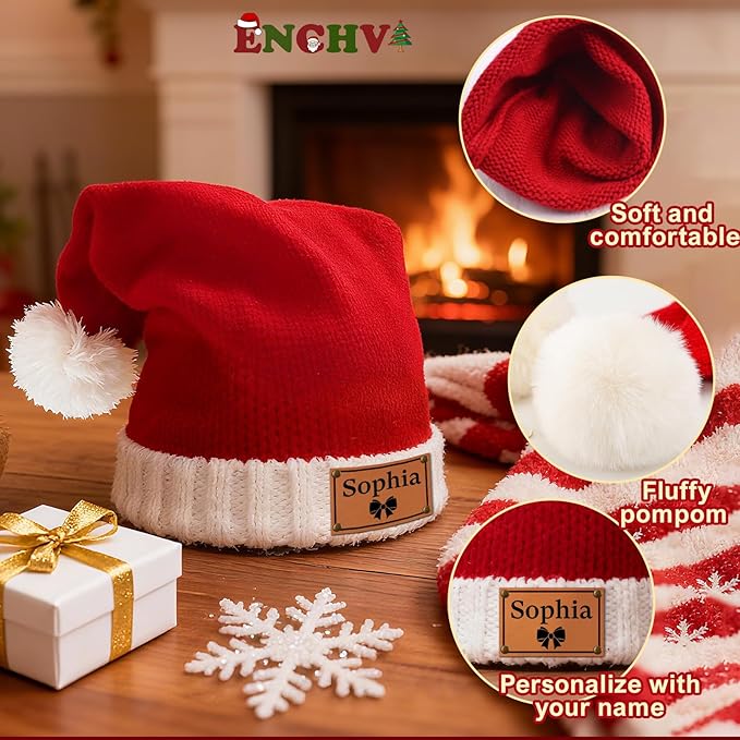 Custom Christmas Hats for Family Santa Hat Unisex Christmas Decorations Comfort Xmas Hat for New Year Festive Party