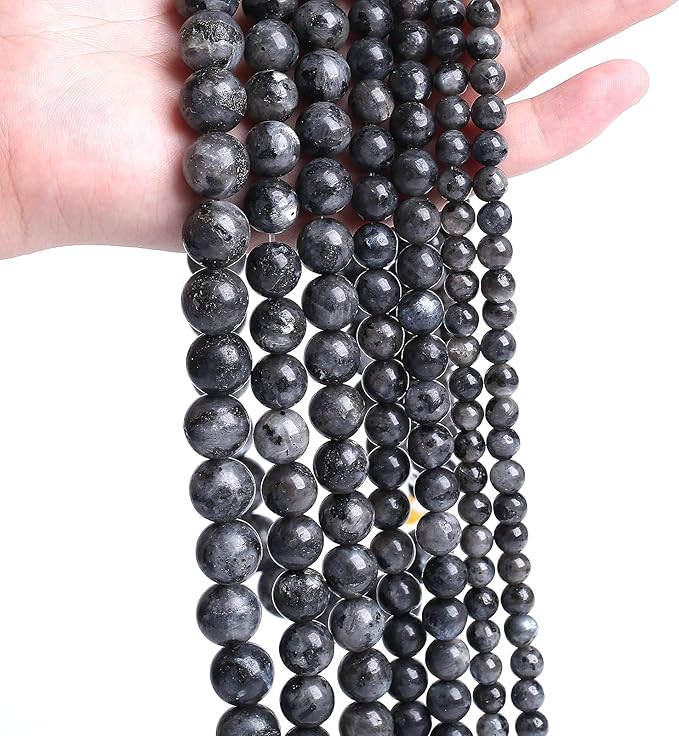 10mm 38pcs Natural Black Labradorite Stone Beads Round Larvikite Beads for Jewelry Making DIY Bracelet 15" Strand Wholesale (Black Larvikite Labradorite Beads, 10mm)