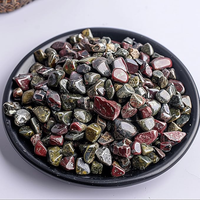 Polished Dragon Blood Jasper Crystal Chips 200 Pcs - 0.3" 10 oz Tumbled Stone Chips Crushed Sea Glass Stones Healing Reiki Crystal Making Home Decoration