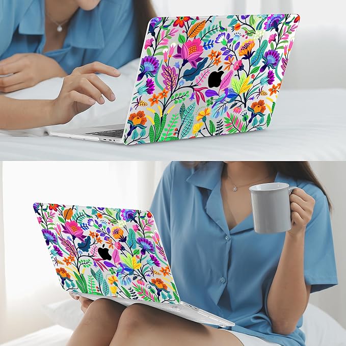 Mektron for MacBook Pro 16 inch Cover A2141 2019 2020 Release with Retina Display & Touch bar & Touch ID, Bright-Coloured Flowers Hard Case Shell Keyboard Cover Screen Protector Dust Plug