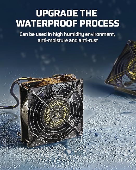 DEWENWILS 2 Pack 120V AC Fan, Waterproof Exhaust Fan 120mm, 13W 2800RPM 60CFM, DIY Cooling Fan for Refrigerator, Computer Case, Compressor Engine, Generator, UL Listed