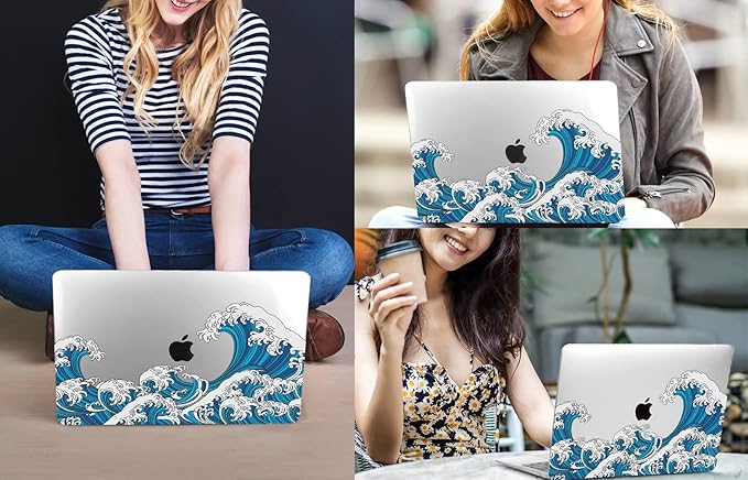 CISSOOK Wave Case for MacBook Air 13.6 inch 2025 2024 2023 2022 Release, Ocean Hard Shell Cover for MacBook Air 13.6 Touch ID Model A2681 A3113 A3240 M2 M3 M4 Chip with Keyboard Cover - Great Wave