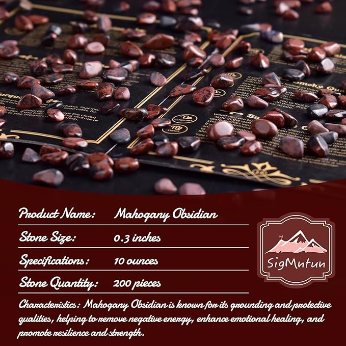 Polished Mahogany Obsidian Crystal Chips 200 Pcs - 0.3" 10 oz Tumbled Stone Chips Crushed Sea Glass Stones Healing Reiki Crystal Making Home Decoration