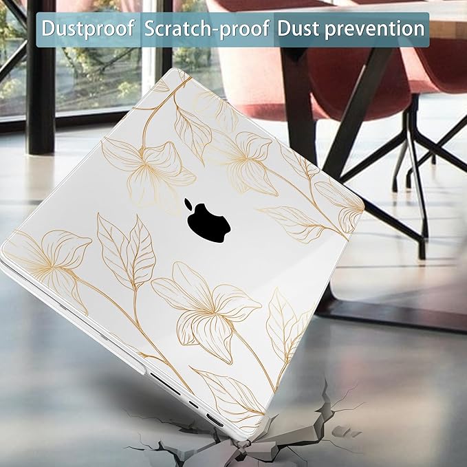 Mektron Case for MacBook Pro 16" M4 A3403 A3186 M3 A2991 M2 A2780 M1 A2485 (2021/2023/2024) Pro/Max with Touch ID, Hard Shell Plastic Laptop Cover Keyboard Cover Screen Protector, Flower S718