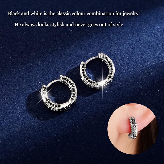 TOPGRILLZ Iced Out Hoop Earrings Cubic Zirconia Huggie Cartilage Cuff Hypoallergenic 14K Gold Plated Luxury Fashion Round Circle Earrings For Men Women