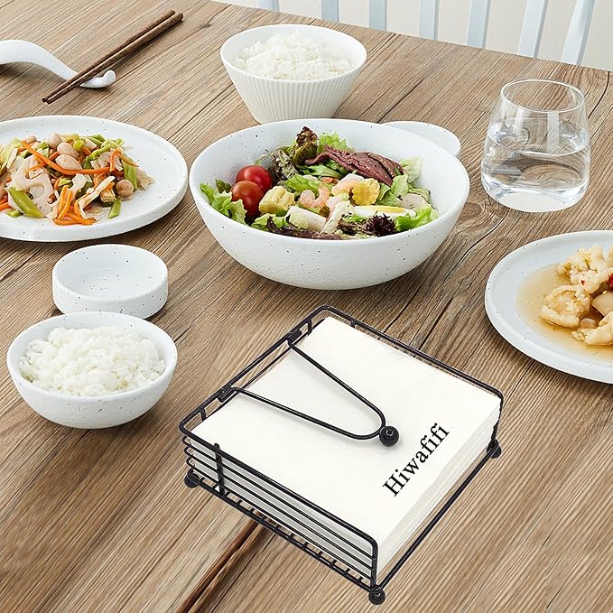 Napkin Holder for Table, Flat Napkin Dispenser with Weighted Arm, Square Cocktail Paper Holder of Elegant Rustic Iron for Kitchen Dining Room Decor Restaurant Farmhouse Hotel Party, Black