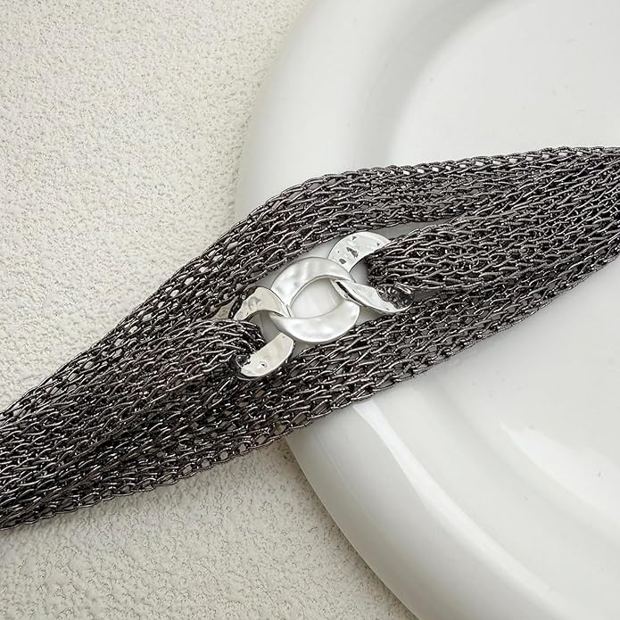 Gold Bracelet for Women Multi Chain Mesh Bracelet Wisted Orb Circle Disc Mesh Wrap bracelet for Women Statement Jewelry