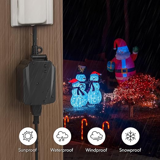 BN-LINK 24-Hour Mechanical Outdoor Light Timer, Waterproof, Heavy Duty, 15A 1/2HP, 1 Grounded Timer Outlet for Home and Garden,ETL Listed,2 Pack