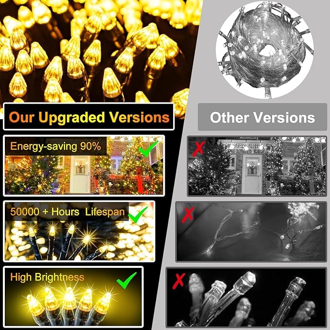 1500 LED 470FT Christmas String Lights Outdoor, 12 Modes and Timer Memory Dimmable, Plug in Waterproof Dark Green Wire Twinkle Fairy Light for for Xmas Yard Tree Wedding Party Decor (Warm White)