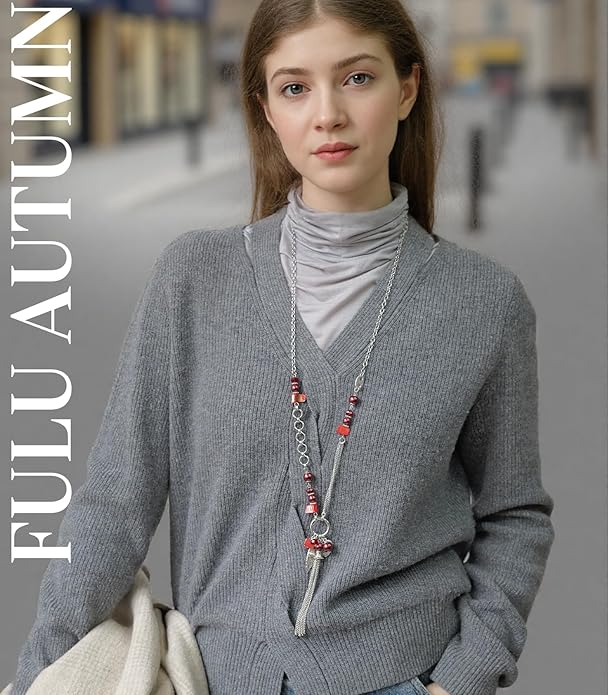 FULU AUTUMN Long Necklaces for Women Trendy Long Chunky Beaded Necklace Boho Fashion Costume Jewelry Mothers Day Gifts for Her