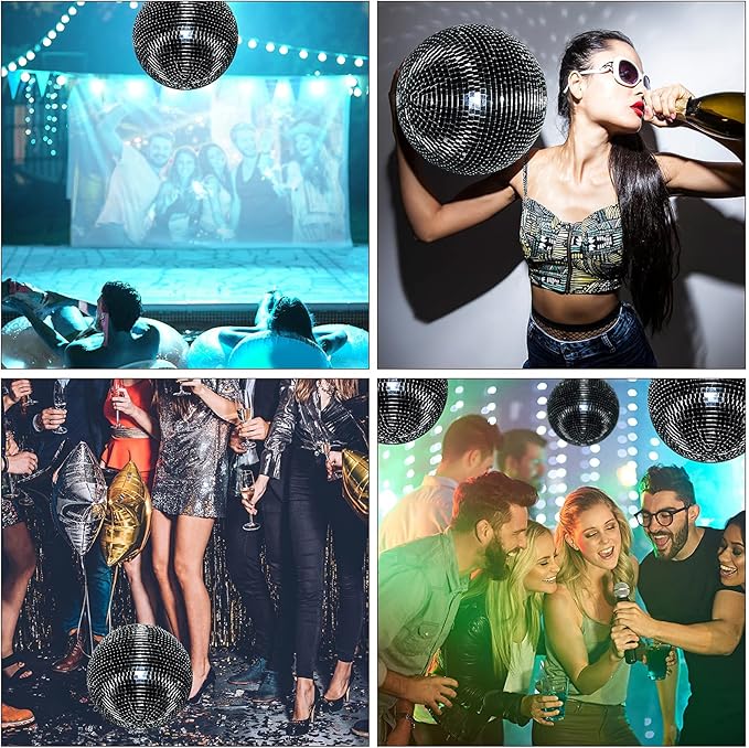 Mirror Disco Ball Sumono 12 Inch Mirror Ball Lightning Ball with Hanging Ring for DJ Club Stage Bar Party, Wedding Holiday Decoration