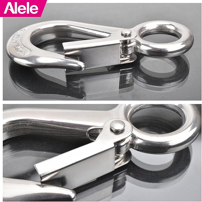 Alele Grab Hooks, 440 Pounds Slip Hooks,Stainless Steel Lifting Hook Rigging Accessory,4 Pack