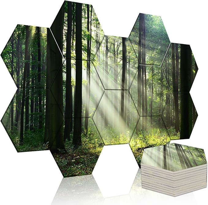 Mollywell Art Acoustic Panels, Soundproofing, Wall Decoration, Suitable for Decorative Soundproof Wall Panels, Room Aesthetics & Echo Reduction (Forest Summer), 12x10x0.4 Inch