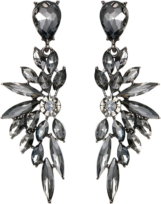 BriLove Women's Wedding Bridal Crystal Teardrop Multi Marquise Cluster Bling Dangle Earrings