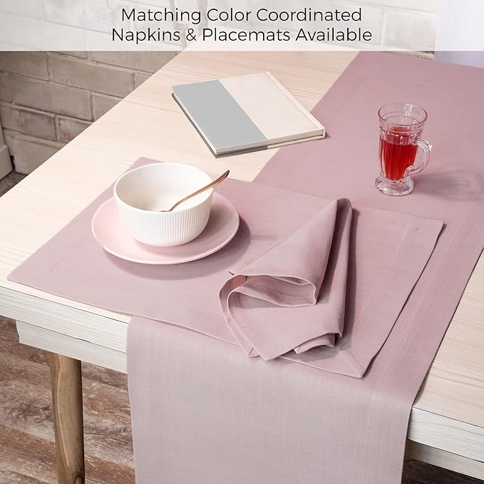 D'Moksha Homes Beige Table Runner 14 x 60 Inch - Faux Linen Table Runner - Wrinkle Resistant, Machine Washable Ideal for Dresser, Coffee Tables, Thanksgiving, Holiday - 100% Recycled Fabric
