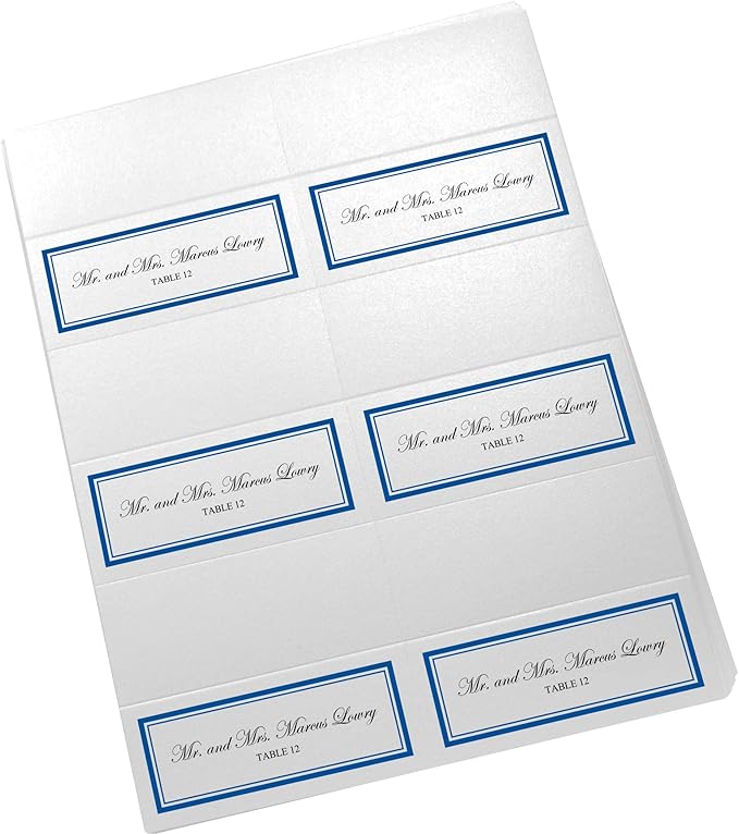 Double Line Border Printable Place Cards, Royal Blue (Choose Color), Set of 150 (25 Sheets), Laser & Inkjet Printers - Wedding, Party, Dinner, and Special Events