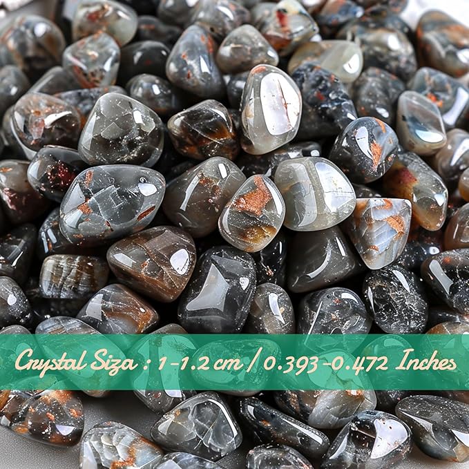 Polished Yooperlite Crystal Chips Set, 0.4", 128 Pcs - Handpicked Tumbled Stones and Crystals Bulk for Healing, Reiki, Meditation, Witchcraft and Home Decor