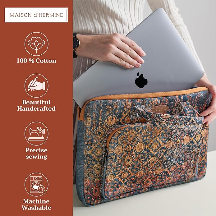 Maison d'Hermine Laptop bag with front pocket Stain and water repellent Cotton canvas