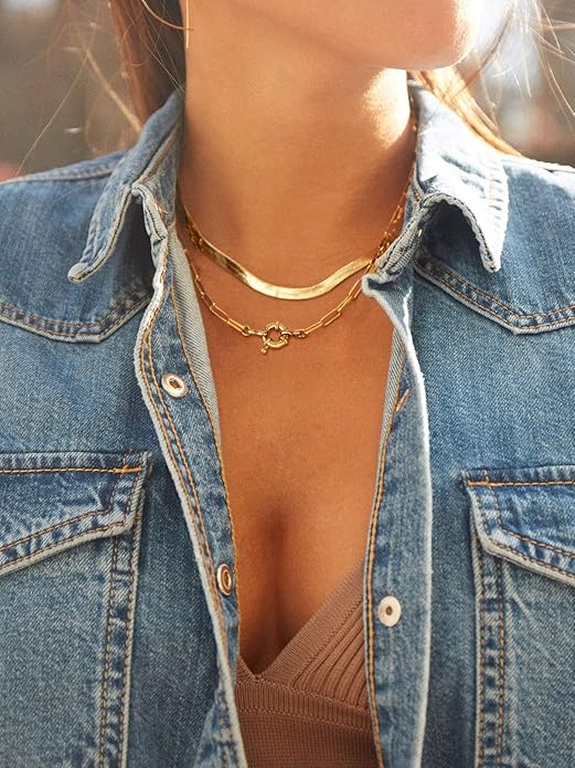 BOUTIQUELOVIN 14K Gold Plated Lock Necklace for Women Paperclip Link Chain Padlock Necklace Non-Tarnish